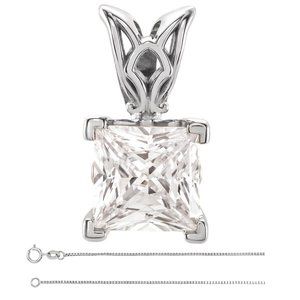 Princess Diamond Pendant 14K White 0.71 Ct H Vs2 Gia C47200020